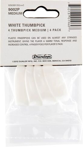 JIM DUNLOP 9002P White Plastic Thumbpicks, Medium, 4/Player's Pack in Saudi Arabia