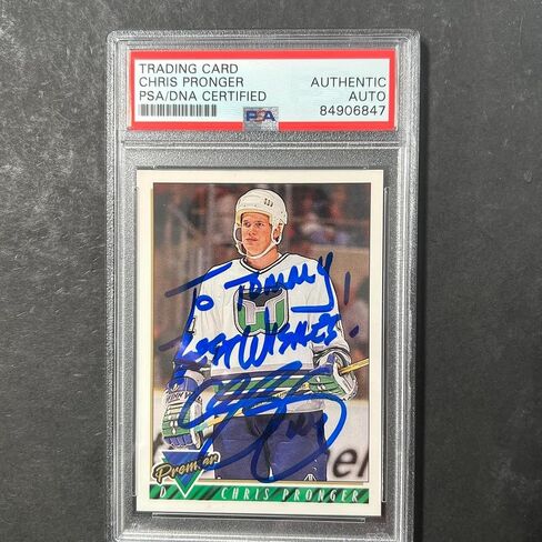1993-94 Topps Premier # 485 Chris Pronger بطاقة موقعة AUTO PSA Slabbed Whalers - Hockey Slabbed بطاقات مبتدئة موقعة in Saudi Arabia