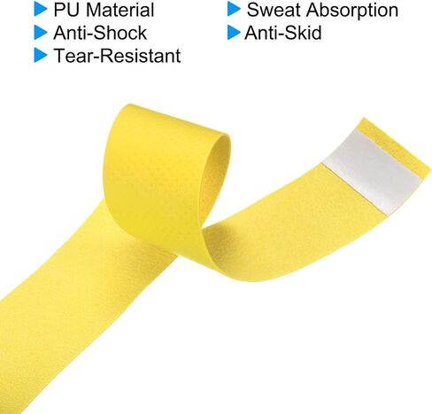 43.3" Tennis Racket Grip Tape, 9 Pack PU Overgrip Round Groove Non-Slip Absorb Sweat for Badminton Fishing Rod, Yellow in Saudi Arabia