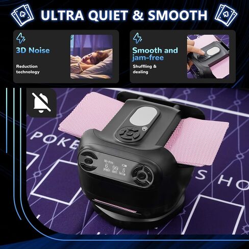 2025 New Smart 2-in-1 Automatic Card Shuffler and Dealer for 1-2 Decks, 180°/360° Rotating Dealing Machine for 1-8 Players, 4 Remotes, Ultra Quiet, Rechargeable, for Poker, UNO, Blackjack in Saudi Arabia