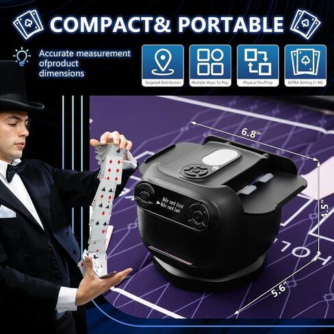 2025 New Smart 2-in-1 Automatic Card Shuffler and Dealer for 1-2 Decks, 180°/360° Rotating Dealing Machine for 1-8 Players, 4 Remotes, Ultra Quiet, Rechargeable, for Poker, UNO, Blackjack in Saudi Arabia