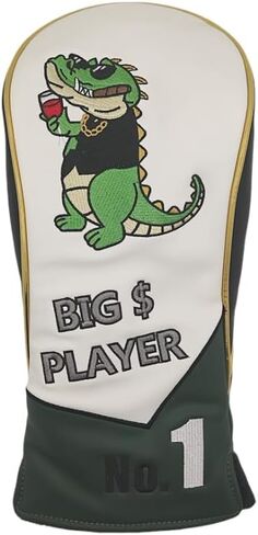 Golf Head Covers Humorous Crocodile Cartoon Embroidery Luxurious Waterproof and wear-Resistant Silicone Leather Durable Driver & Wood Club Covers in Saudi Arabia