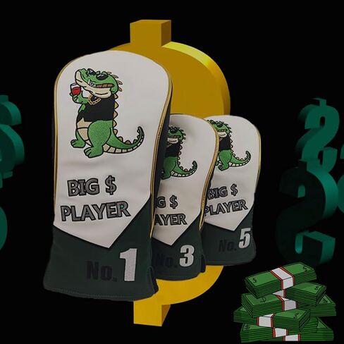 Golf Head Covers Humorous Crocodile Cartoon Embroidery Luxurious Waterproof and wear-Resistant Silicone Leather Durable Driver & Wood Club Covers in Saudi Arabia