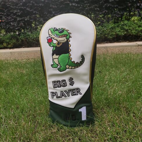 Golf Head Covers Humorous Crocodile Cartoon Embroidery Luxurious Waterproof and wear-Resistant Silicone Leather Durable Driver & Wood Club Covers in Saudi Arabia