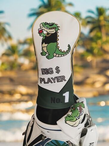 Golf Head Covers Humorous Crocodile Cartoon Embroidery Luxurious Waterproof and wear-Resistant Silicone Leather Durable Driver & Wood Club Covers in Saudi Arabia