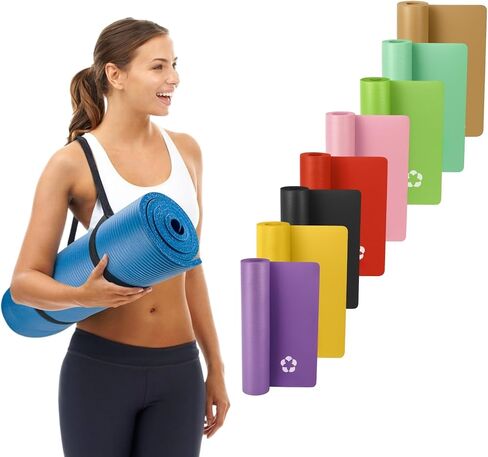 Vandue Extra Thick 0.4" Tech Foam Exercise Yoga Mat w/Carry Strap - Non-slip, Moisture-Resistant Cushion for Pilates - Support for Stretching & Physical Therapy in Saudi Arabia