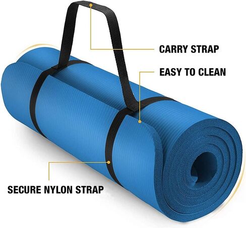 Vandue Extra Thick 0.4" Tech Foam Exercise Yoga Mat w/Carry Strap - Non-slip, Moisture-Resistant Cushion for Pilates - Support for Stretching & Physical Therapy in Saudi Arabia