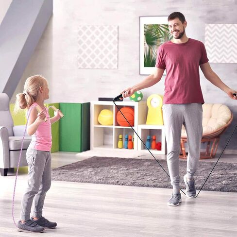 Cotton Jump Rope for Kids, Adjustable Toddler Skipping Rope with Wooden Handle, 2 Pack Student Jumping Rope for Outdoor Fun Activity, Exercise in Kuwait