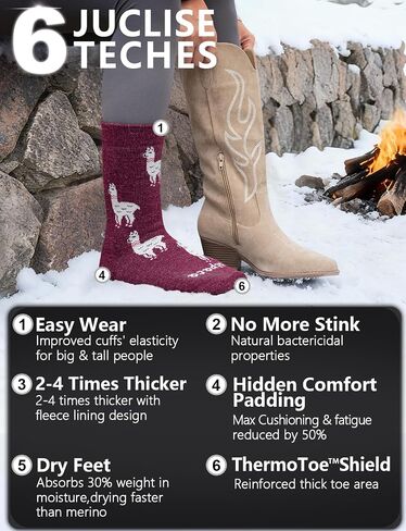 Alpaca Wool Socks for Women Winter Heavyweight Crew Hiking Boot Thermal Warm Thick Cold Weather Fleece Breathable in Kuwait
