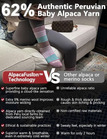 Alpaca Wool Socks for Women Winter Heavyweight Crew Hiking Boot Thermal Warm Thick Cold Weather Fleece Breathable in Kuwait