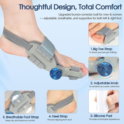 Bunion Corrector for Women Men Big Toe,Adjustable Knob Bunion Corrector for Bunion Relief,Bunion Fix with Bunion Silicone Pad,Suitable for Left and Right Feet(1PCS) in Saudi Arabia