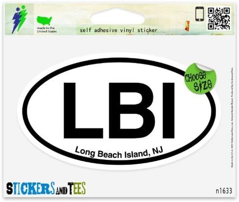 ملصق نافذة السيارة من الفينيل البيضاوي LBI Long Beach Island NJ New Jersey مقاس 3 بوصة × 2 بوصة in Saudi Arabia