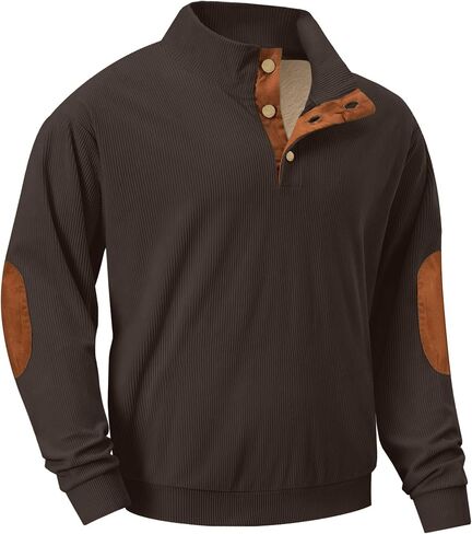 Askdeer كنزات رجالي ثقيلة الوزن من الصوف سروال قصير غير رسمي بياقة ثابتة ورقبة وهمية 1/4 زر كنزة صوفية in Kuwait