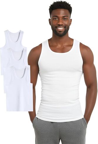 Men's Cotton Undershirts Sleeveless S-3XL Mens A-Shirts Classic Fit Layering Tops Tank Tops Regular Big & Tall in Kuwait