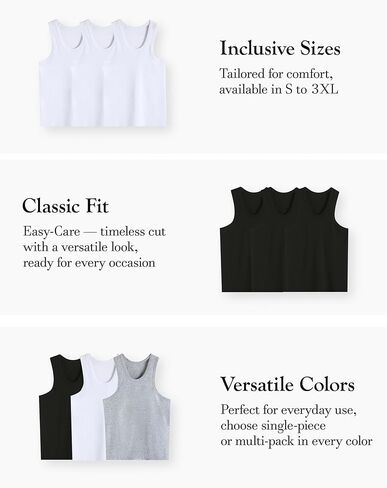 Men's Cotton Undershirts Sleeveless S-3XL Mens A-Shirts Classic Fit Layering Tops Tank Tops Regular Big & Tall in Kuwait
