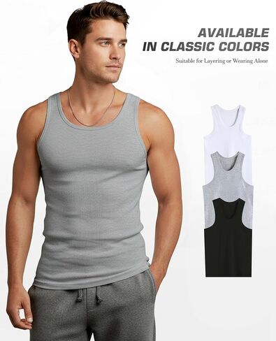 Men's Cotton Undershirts Sleeveless S-3XL Mens A-Shirts Classic Fit Layering Tops Tank Tops Regular Big & Tall in Kuwait