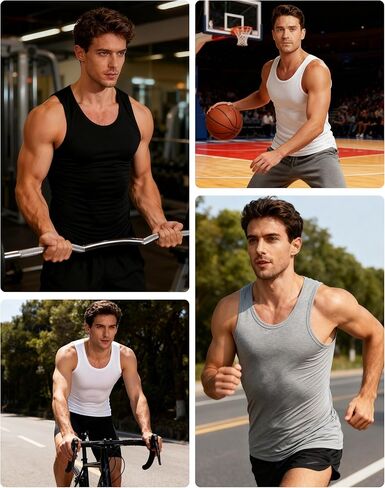 Men's Cotton Undershirts Sleeveless S-3XL Mens A-Shirts Classic Fit Layering Tops Tank Tops Regular Big & Tall in Kuwait