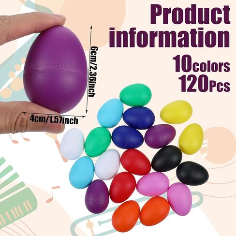 120Pcs Musical Maracas Percussion Instrument, Egg Shakers Musical Instruments Easter Eggs for Music Parties,DIY Painting - (10 Colors) in Saudi Arabia