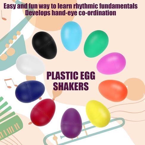 120Pcs Musical Maracas Percussion Instrument, Egg Shakers Musical Instruments Easter Eggs for Music Parties,DIY Painting - (10 Colors) in Saudi Arabia