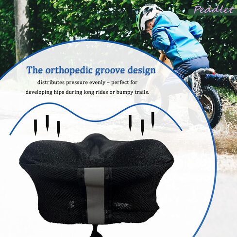 غطاء مقعد دراجة للأطفال من جل مقاس 9 × 6 بوصة غطاء وسادة مريح لمقعد الدراجة مضاد للانزلاق وقابل للتعديل غطاء مقعد دراجة للأولاد والبنات شريط عاكس قابل للتنفس in Kuwait