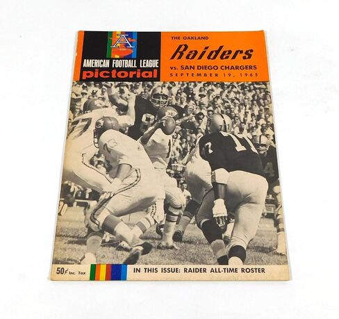 1965 سان دييغو تشارجرز في برنامج كرة القدم أوكلاند رايدرز AFL 9-19-65 - برامج NFL in Saudi Arabia
