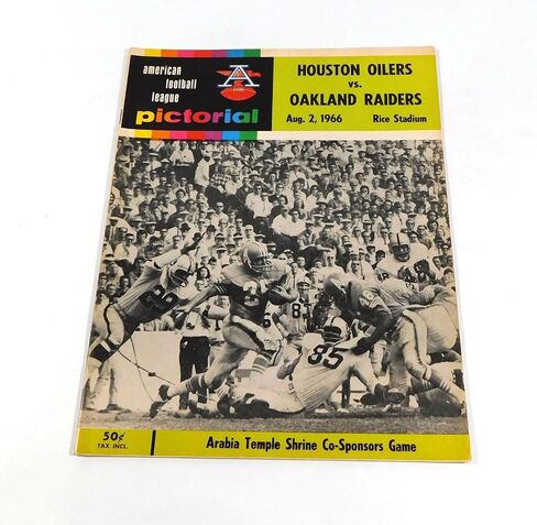 1966 أوكلاند رايدرز في برنامج هيوستن أويلرز لكرة القدم AFL 8-2-66 - برامج NFL in Saudi Arabia