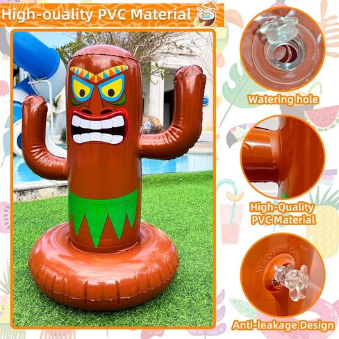 25" Inflatable Luau Tiki Pool Toss Games, Tiki Pool Ring Toss Toys with 4 Rings for Adults Indoor Outdoor Tropical Summer Swimming Inflatable Bean Bags Toss Hawaiian Luau Party Supplies in Saudi Arabia