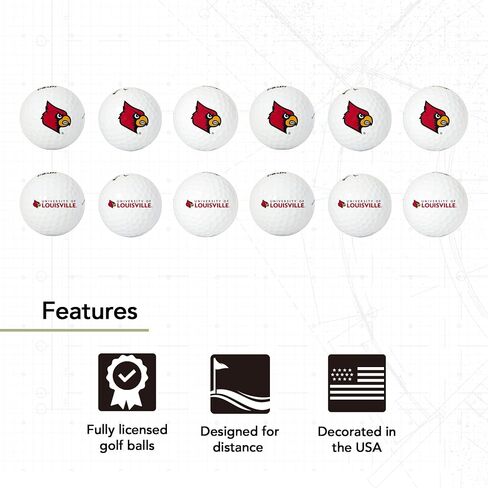 كرات جولف دزينة من جامعة ديزيرت كاكتوس - عبوة من 12 لون كامل، معدات مرخصة رسميًا من UofL Cardinals in Saudi Arabia