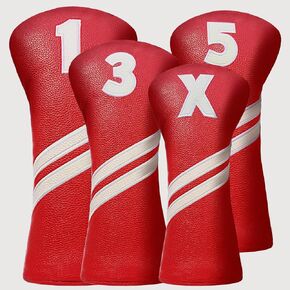 Golf Club Head Covers for Fairway Woods Driver Hybrids, 4pcs Premium PU Leather Women Golf Headcovers Set with No.Tags1 3 5 X.(Red) in Saudi Arabia