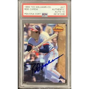 Rod Carew Signed 1994 Ted Williams Co #47 Card Twins HOF PSA/DNA Autograph 10 - Baseball Slabbed Autographed Cards in Kuwait