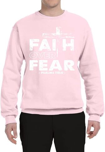 Wild Bobby Faith Over Fear Psalm 118:6 White Inspirational Christian Unisex Crewneck Sweatshirt in Saudi Arabia