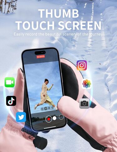 Supertrip Ski Mittens Men Women ، قفازات على الجليد المقاوم للماء قفازات اللمسات اللمسات المضادة للانزلاق 3 أمتار ، معزولة دافئة في فصل الشتاء البارد in Kuwait