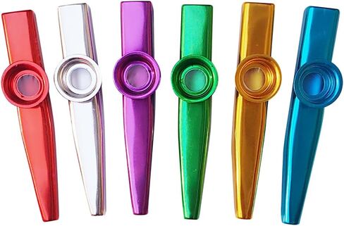 6 Pcs Metal Kazoo Musical Instruments Colorful Kazoo Funny Musical Instruments for Beginners Musical Party Favors with 6 Pcs Flute Diaphragms in Saudi Arabia