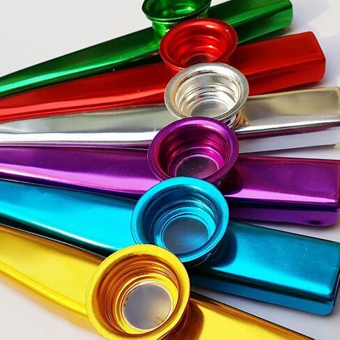 6 Pcs Metal Kazoo Musical Instruments Colorful Kazoo Funny Musical Instruments for Beginners Musical Party Favors with 6 Pcs Flute Diaphragms in Saudi Arabia
