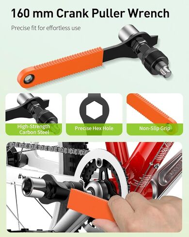 Pawfly Bicycle Crank Puller, Bike Crank Removal Tool with Wrench & Top Cap, Bottom Bracket Tool, Crank Puller Bike Tool, Bike Repair Kit for Square Taper Shimano & ISIS Splined Crank Arm in Saudi Arabia