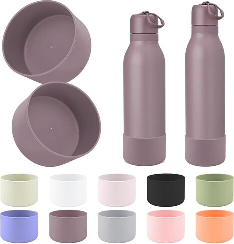 قطعتان من أحذية السيليكون المتوافقة مع Owala FreeSip Twist 24oz/18oz، غطاء سفلي بأكمام واقية مضادة للانزلاق ومضادة للخدوش لزجاجة مياه Owalaa FreeSip Twist in Kuwait