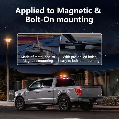 حامل قضيب إضاءة معدني بدون حفر مع قاعدة مغناطيسية يناسب 2015+ F-150، 2017+ F-250-F-550، لشريط الضوء المغناطيسي والهوائي المغناطيسي لتركيب الترباس in Saudi Arabia