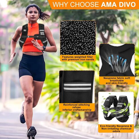 Weighted Vest for Women and Men, 8lb/12lb/16lb/20lb Adjustable Weight Vest with Reflective Stripe for Running, Cycling, Training Workout, Jogging, Walking, Fitness in Saudi Arabia