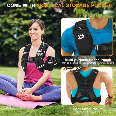 Weighted Vest for Women and Men, 8lb/12lb/16lb/20lb Adjustable Weight Vest with Reflective Stripe for Running, Cycling, Training Workout, Jogging, Walking, Fitness in Saudi Arabia