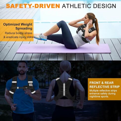 Weighted Vest for Women and Men, 8lb/12lb/16lb/20lb Adjustable Weight Vest with Reflective Stripe for Running, Cycling, Training Workout, Jogging, Walking, Fitness in Saudi Arabia