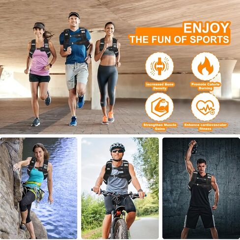 Weighted Vest for Women and Men, 8lb/12lb/16lb/20lb Adjustable Weight Vest with Reflective Stripe for Running, Cycling, Training Workout, Jogging, Walking, Fitness in Saudi Arabia