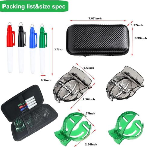 Golf Ball Line Marker Tool, 4pcs Golf Ball Marker Stencil with 4 Colors Golf Ball Markers, Golf Ball Alignment Drawing Tool with a Organizer Case in Kuwait
