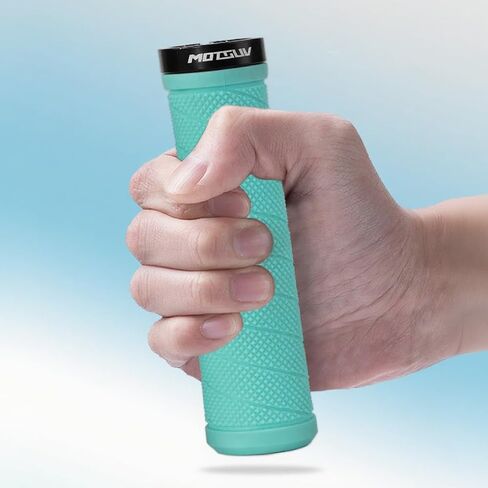 Bike Handlebar Grips – Lock-On Anti-Slip Rubber Grips with Aluminum Alloy Lock Rings, Fits 22.2mm Handlebars for Mountain Bike, MTB & BMX – Teal in Saudi Arabia