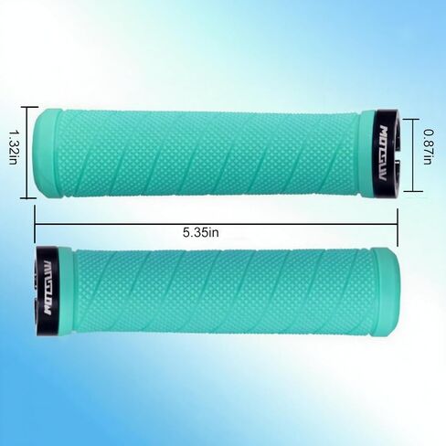Bike Handlebar Grips – Lock-On Anti-Slip Rubber Grips with Aluminum Alloy Lock Rings, Fits 22.2mm Handlebars for Mountain Bike, MTB & BMX – Teal in Saudi Arabia