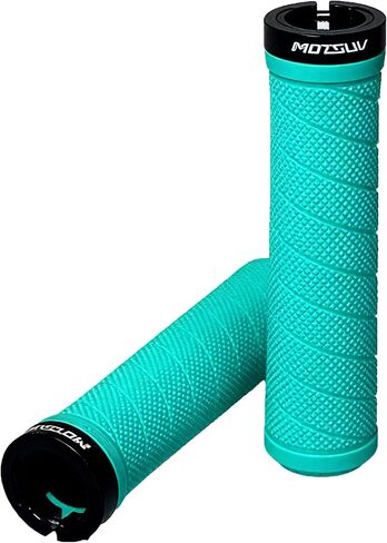 Bike Handlebar Grips – Lock-On Anti-Slip Rubber Grips with Aluminum Alloy Lock Rings, Fits 22.2mm Handlebars for Mountain Bike, MTB & BMX – Teal in Saudi Arabia