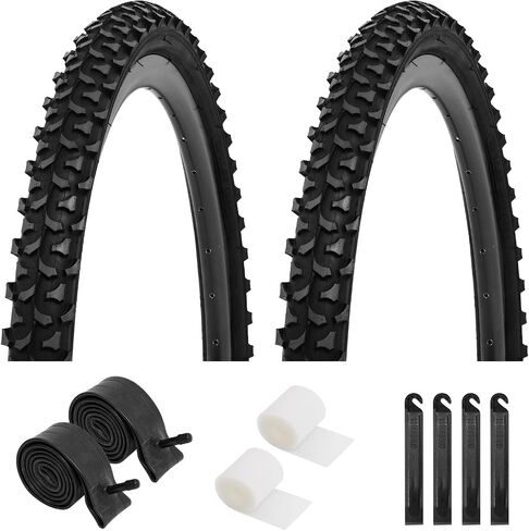 Bike Tires 24x1.95/26x1.95-2Pack Folding Replacement Bike Tire for Mountain Bike, Puncture-Resistant Bicycle Tires and Bike Tubes 24/26x1.75-2.125 in, with 4PCS Tire Levers and 2 PPU Bike Tire Liner in Saudi Arabia