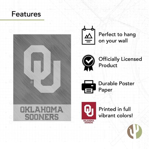 ملصق جامعة صبار الصحراء في أوكلاهوما OUooners مقاس 11 × 17 بوصة لديكور غرفة المكتب ومعدات المروحة الرسمية (11 × 17 بوصة، الإصدار 1A) in Saudi Arabia