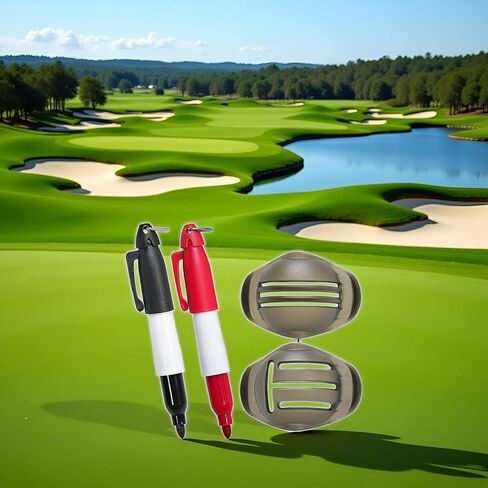 2Pcs Red and Black Golf Ball Line Marker Ball Line Drawing Marker Line Template Liner Drawing Marking Alignment Putting Tool Golf Ball Line Liner Alignment Putting Tool Golf Ball Line Marker Tool in Saudi Arabia