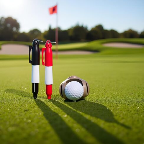 2Pcs Red and Black Golf Ball Line Marker Ball Line Drawing Marker Line Template Liner Drawing Marking Alignment Putting Tool Golf Ball Line Liner Alignment Putting Tool Golf Ball Line Marker Tool in Saudi Arabia