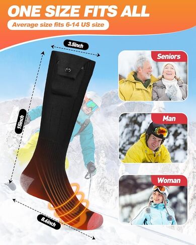 جوارب ساخنة، جوارب كهربائية قابلة لإعادة الشحن للرجال والنساء، 3 إعدادات للتدفئة، جورب ساخن قابل للغسل لصيد الأسماك والتزلج والمشي لمسافات طويلة والتزلج، هدايا عيد الميلاد المحشوة in Kuwait